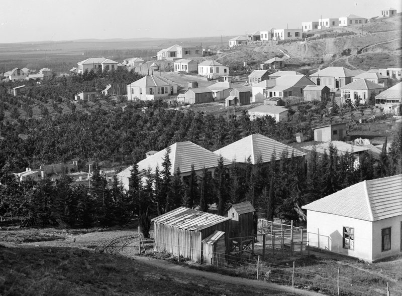 New houses among orchards at Bnei Brak, a colony founded in 1924 by Polish immigrants, photographed in the 1920s